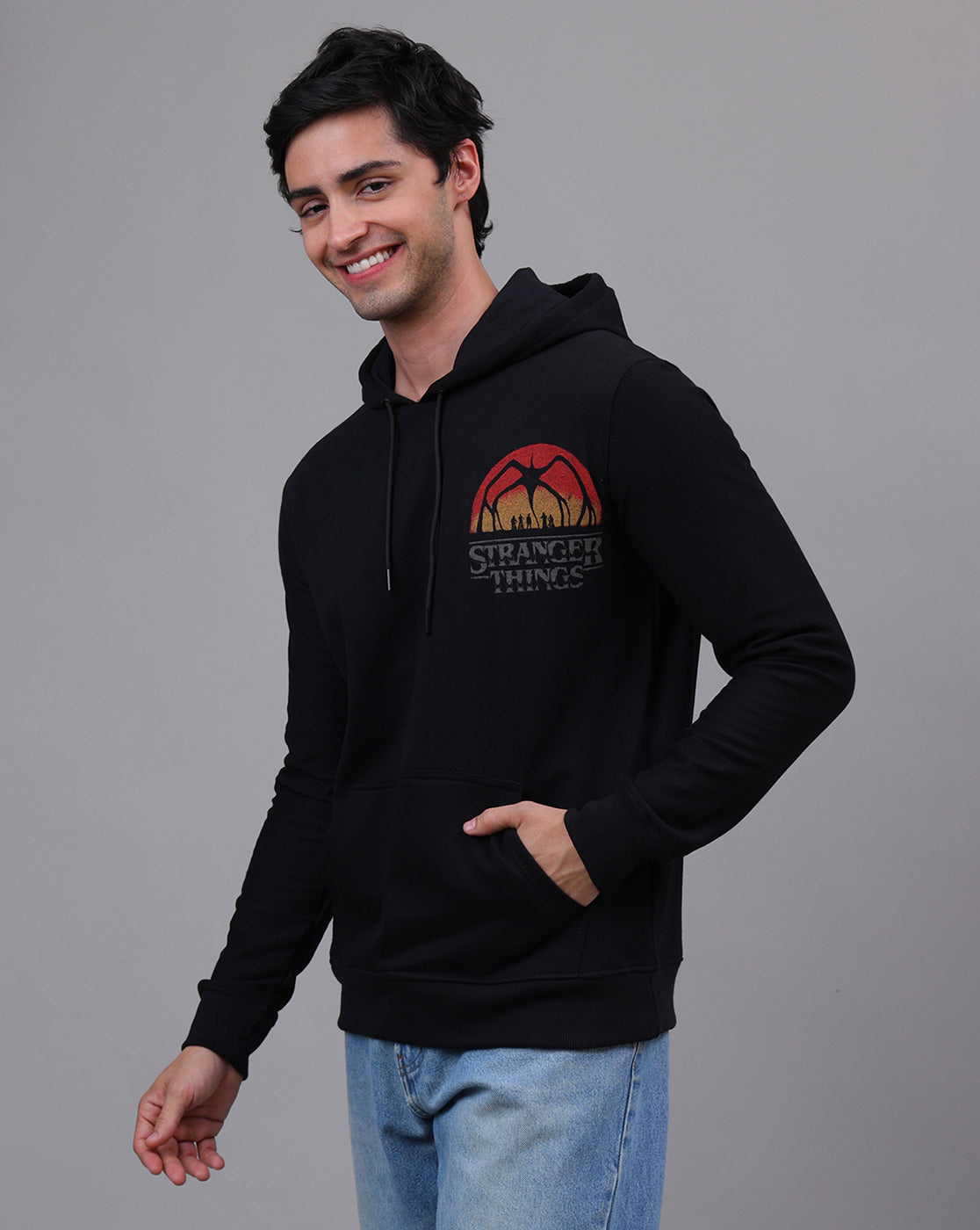 Stranger Things Printed Regular Fit Hoodie For Men