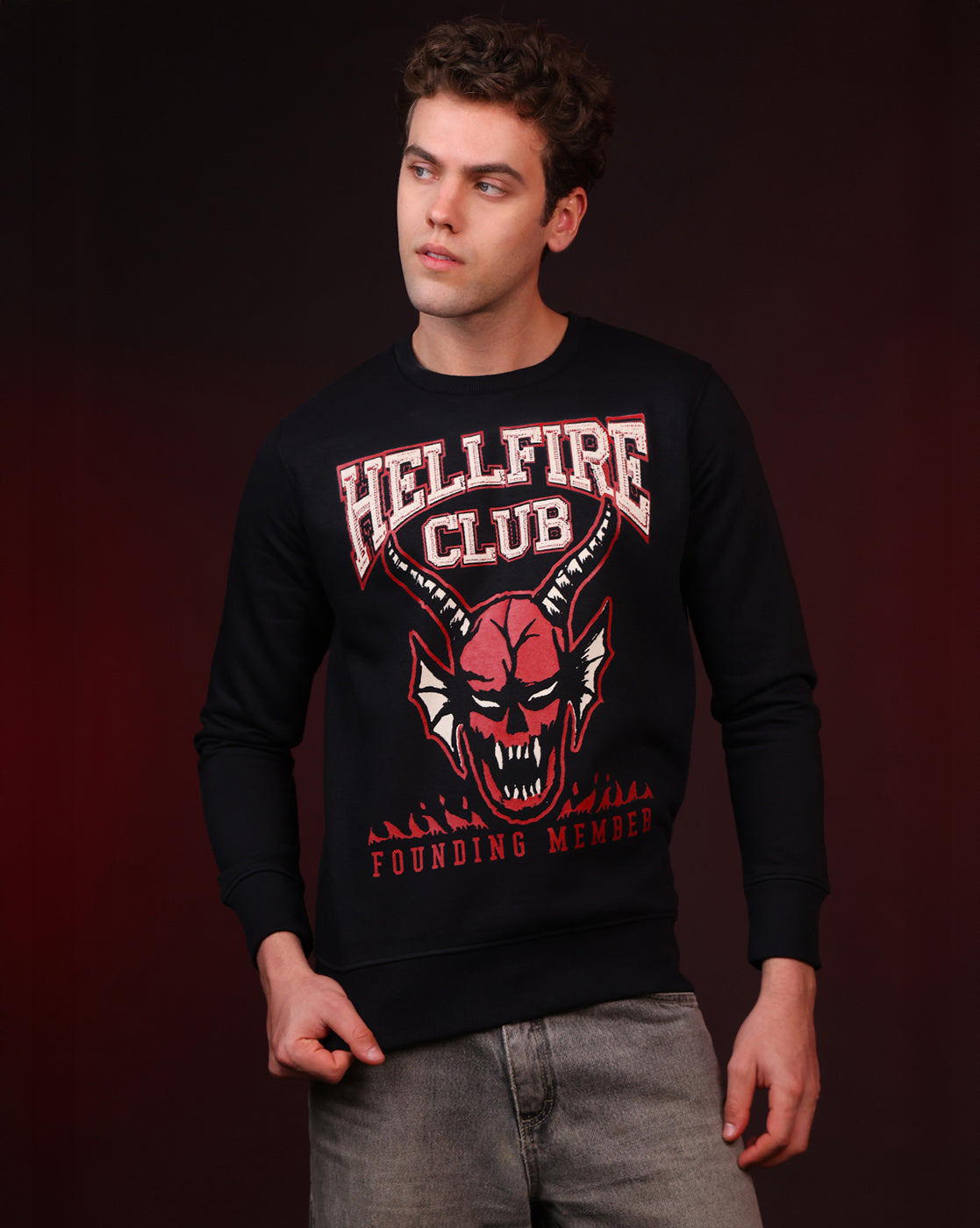 Stranger Things Hellfire Club Regular Fit Sweatshirt Men
