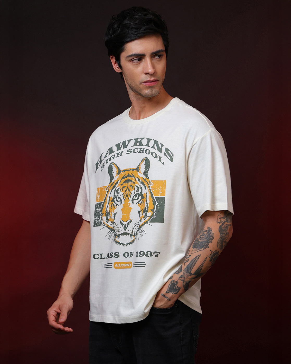 Stranger Things Hawkins High Oversized Tshirt Unisex