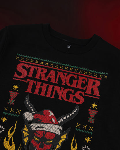 Stranger Things Hellfire Club Ugly Sweater Theme Relaxed Fit Sweatshirt Women