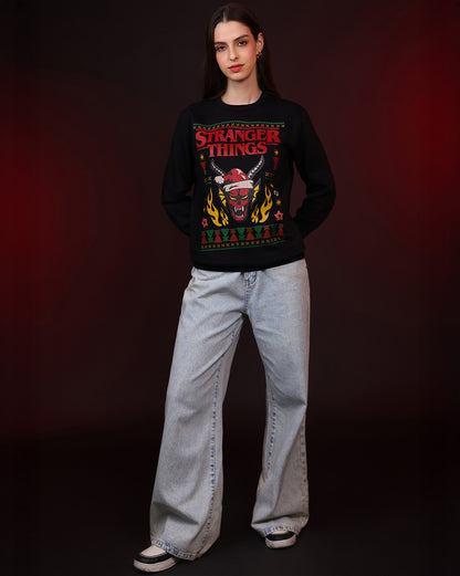 Stranger Things Hellfire Club Ugly Sweater Theme Relaxed Fit Sweatshirt Women