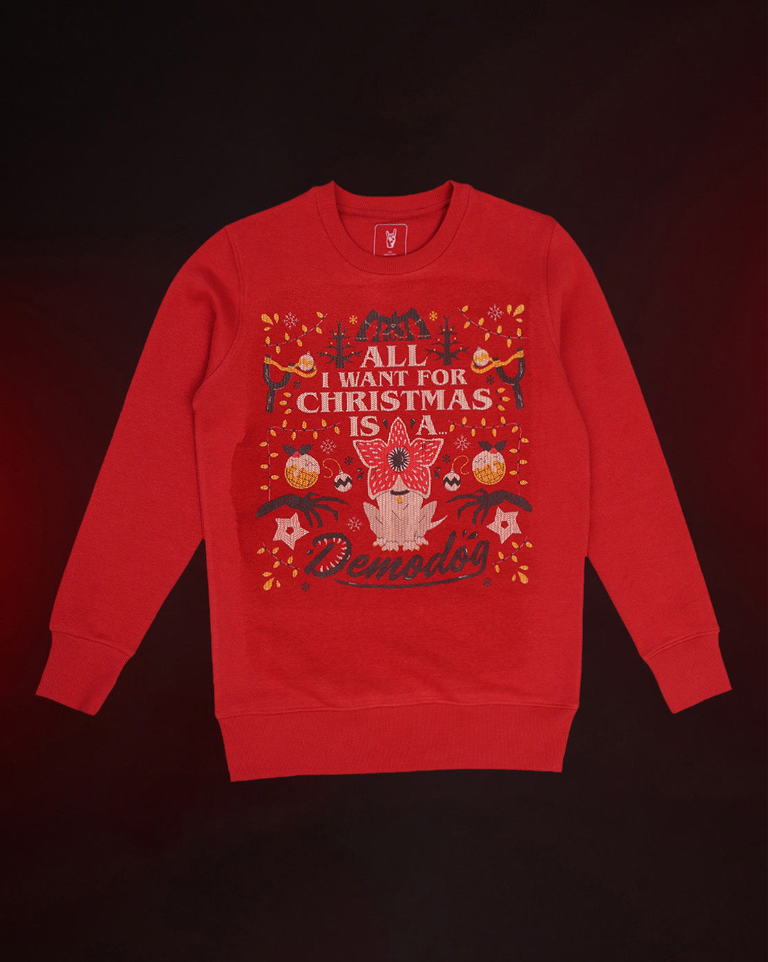 Stranger Things Demodog Ugly Sweater Theme Relaxed Fit Sweatshirt Women