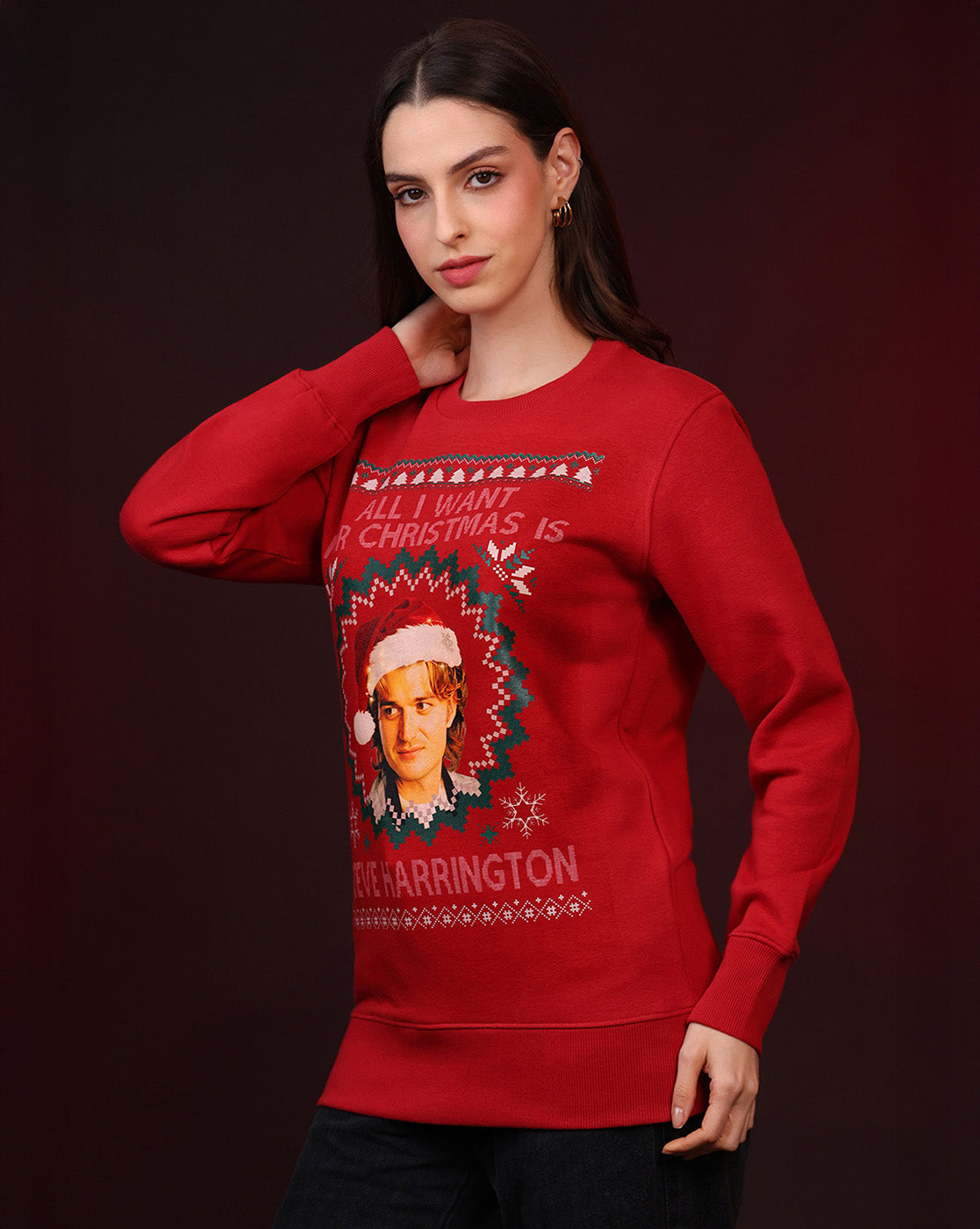 Stranger Things Steve Harrington Ugly Sweater Theme Relaxed Fit Sweatshirt For Women