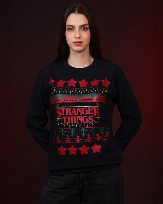 Stranger Things Ugly Sweater Theme Relaxed Fit Sweatshirt For Women