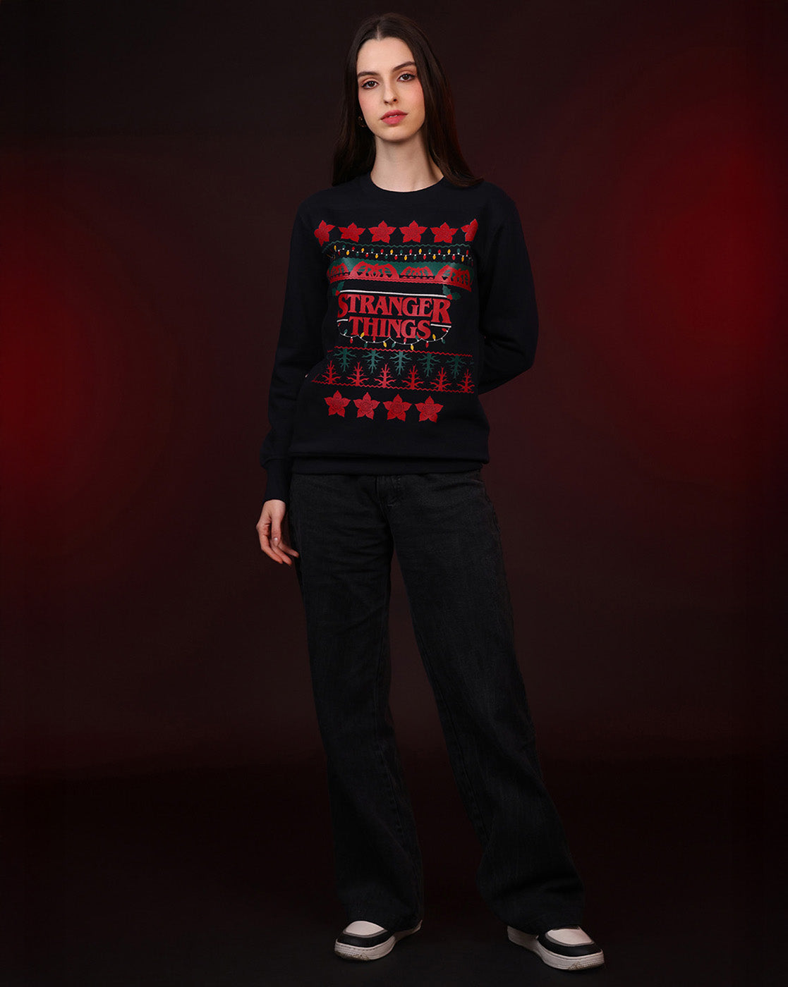 Stranger Things Ugly Sweater Theme Relaxed Fit Sweatshirt For Women
