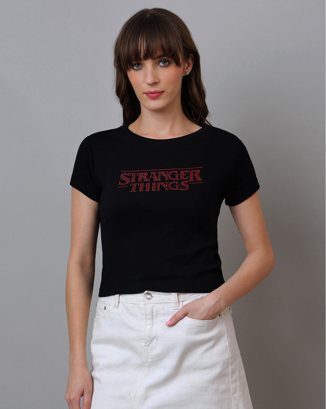Stranger Things Regular Fit Crop Tshirt For Women