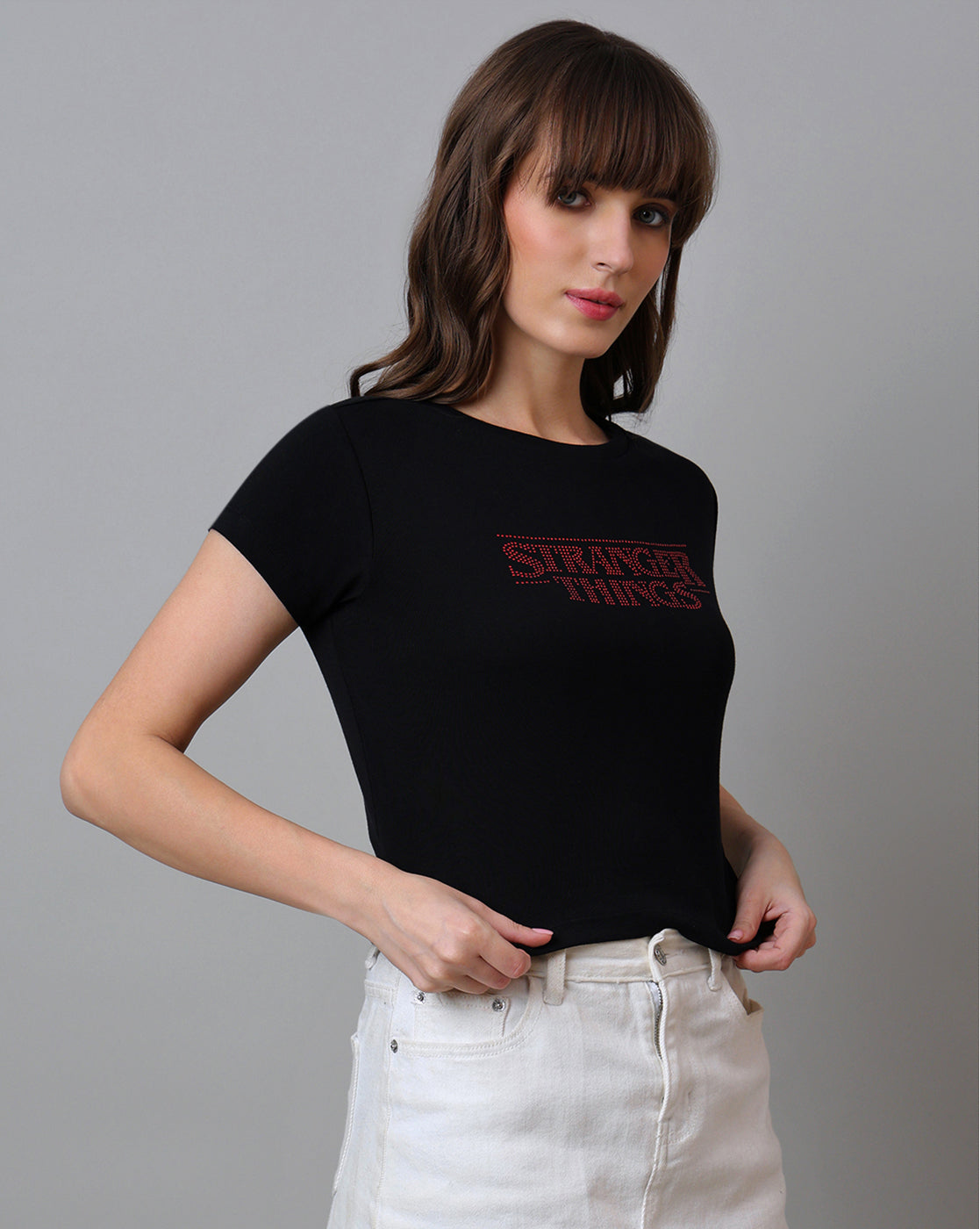 Stranger Things Regular Fit Crop Tshirt For Women