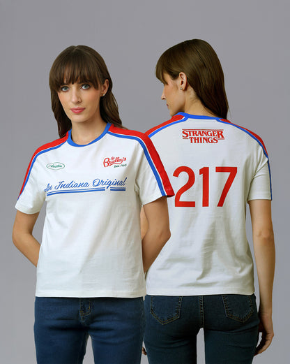 Stranger Things Indiana Original Embroidered Regular Fit Tshirt  Women