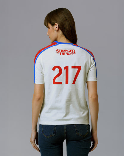Stranger Things Indiana Original Embroidered Regular Fit Tshirt  Women