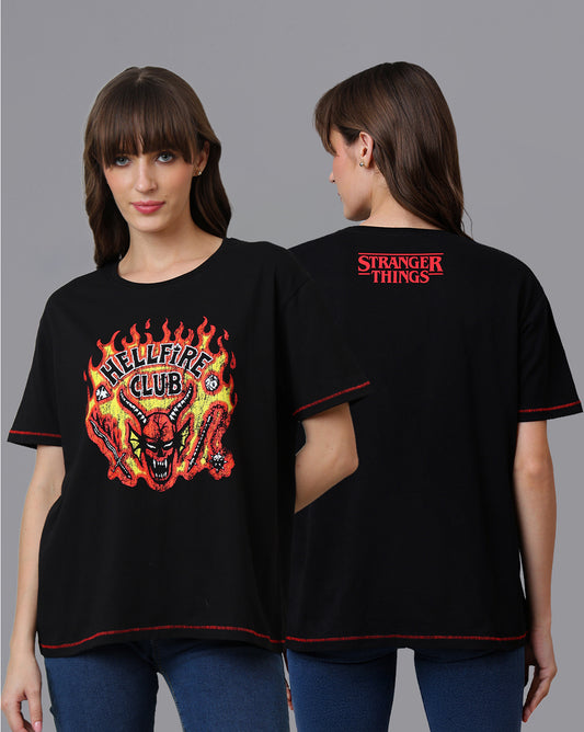 Stranger Things Hellfire Club Oversized Tshirt For Women