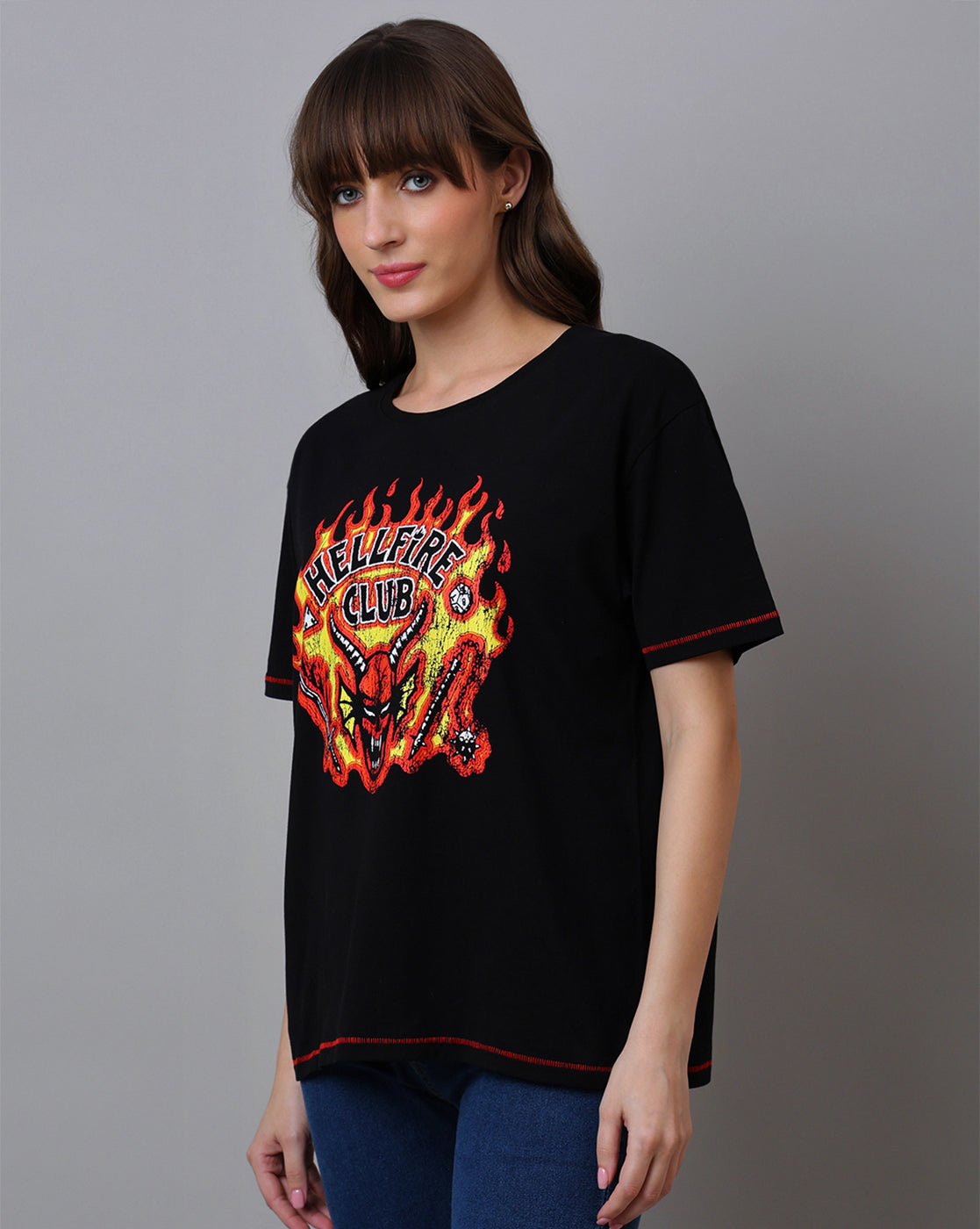 Stranger Things Hellfire Club Oversized Tshirt For Women