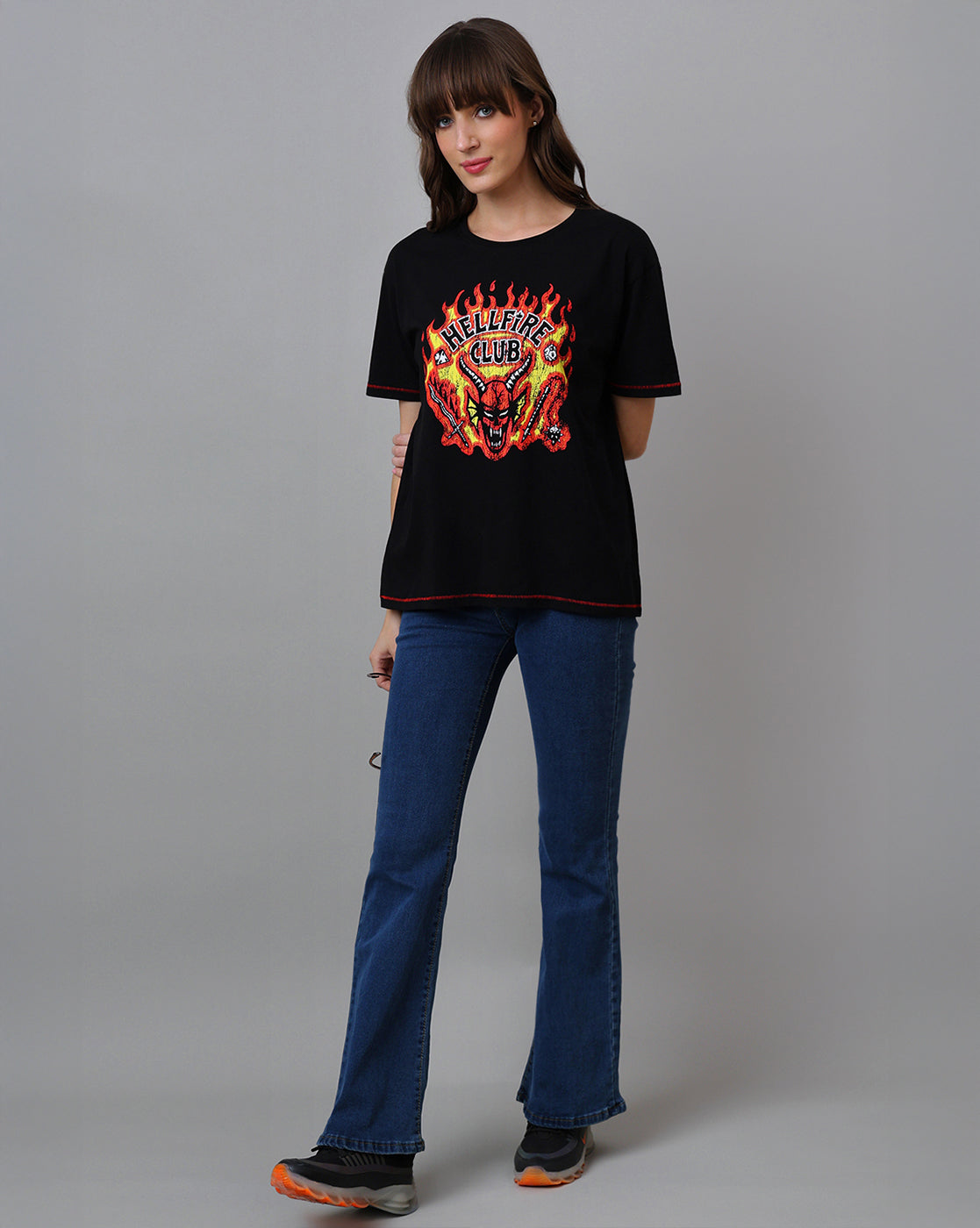 Stranger Things Hellfire Club Oversized Tshirt For Women