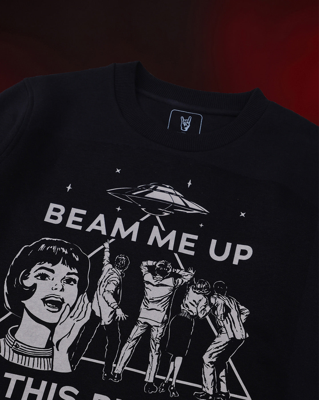 Stranger Things Beam Me Up This Place Sucks Relaxed Fit Sweatshirt Women