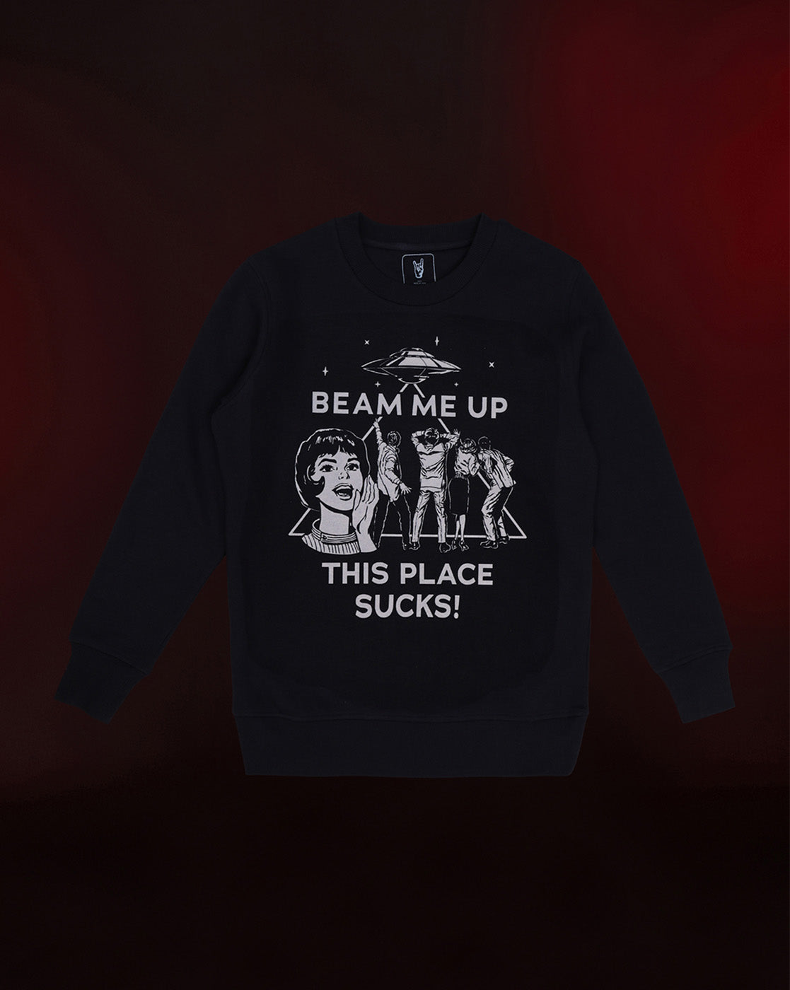 Stranger Things Beam Me Up This Place Sucks Relaxed Fit Sweatshirt Women