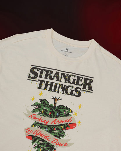 Stranger Things Upside Down Christmas Oversized Tshirt  Men