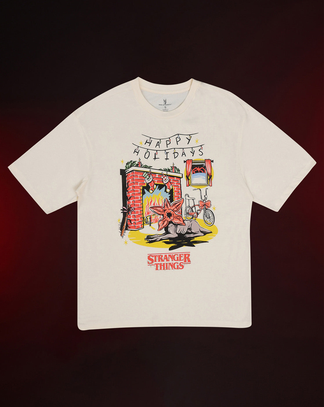 Stranger Things Happy Holidays Oversized Tshirt For Men