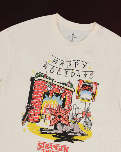 Stranger Things Happy Holidays Oversized Tshirt Women