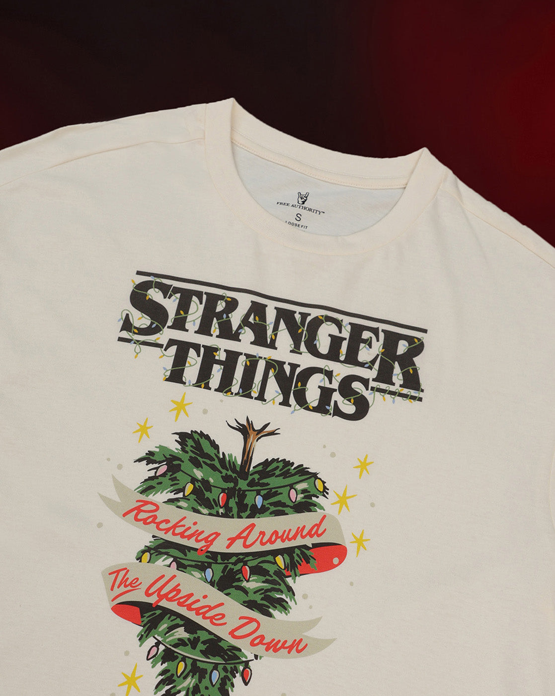 Stranger Things Upside Down Christmas Oversized Tshirt Women