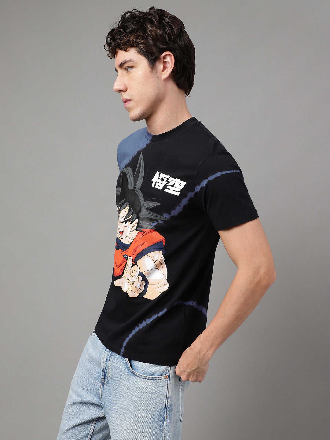 Dragon Ball Z Black Purple Tie Dye Tshirt For Men