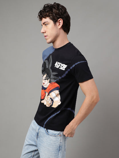 Dragon Ball Z Black Purple Tie Dye Tshirt For Men