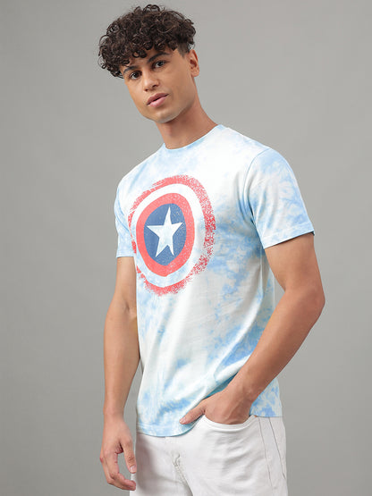 Captain America Tie-Dye Blue Tshirt  Men