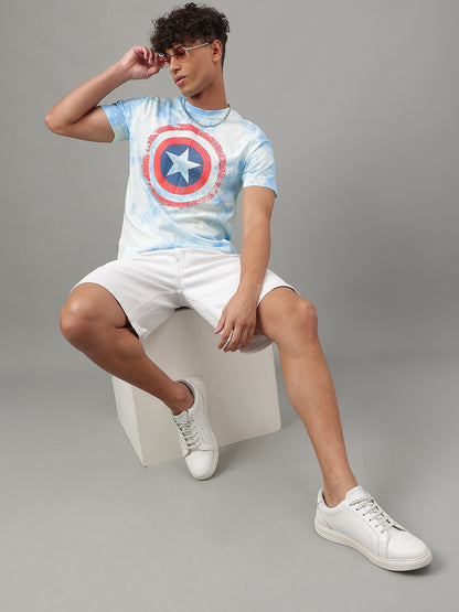 Captain America Tie-Dye Blue Tshirt  Men