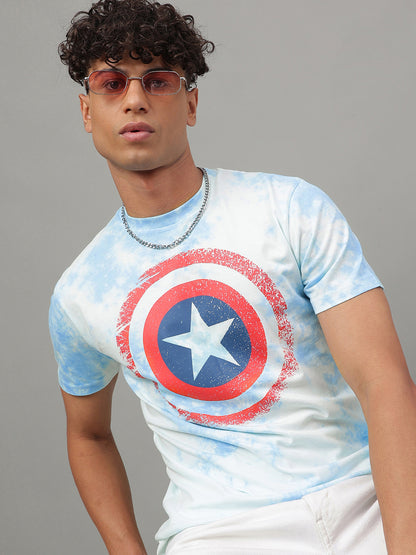 Captain America Tie-Dye Blue Tshirt  Men