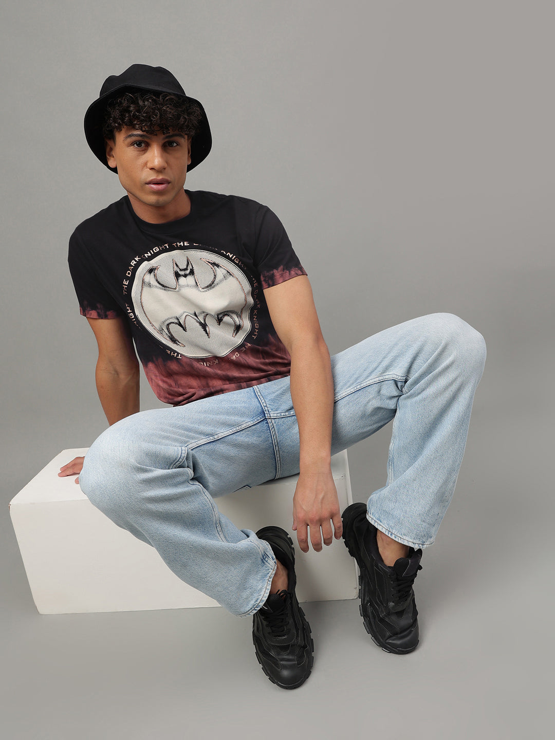 Batman Black & Rust Tye Dye Tshirt For Men