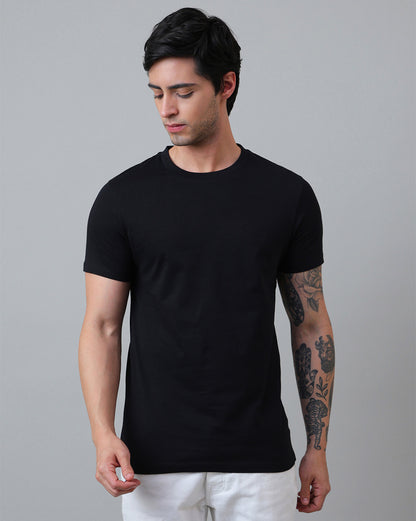 Men Black Regular Fit Tshirt