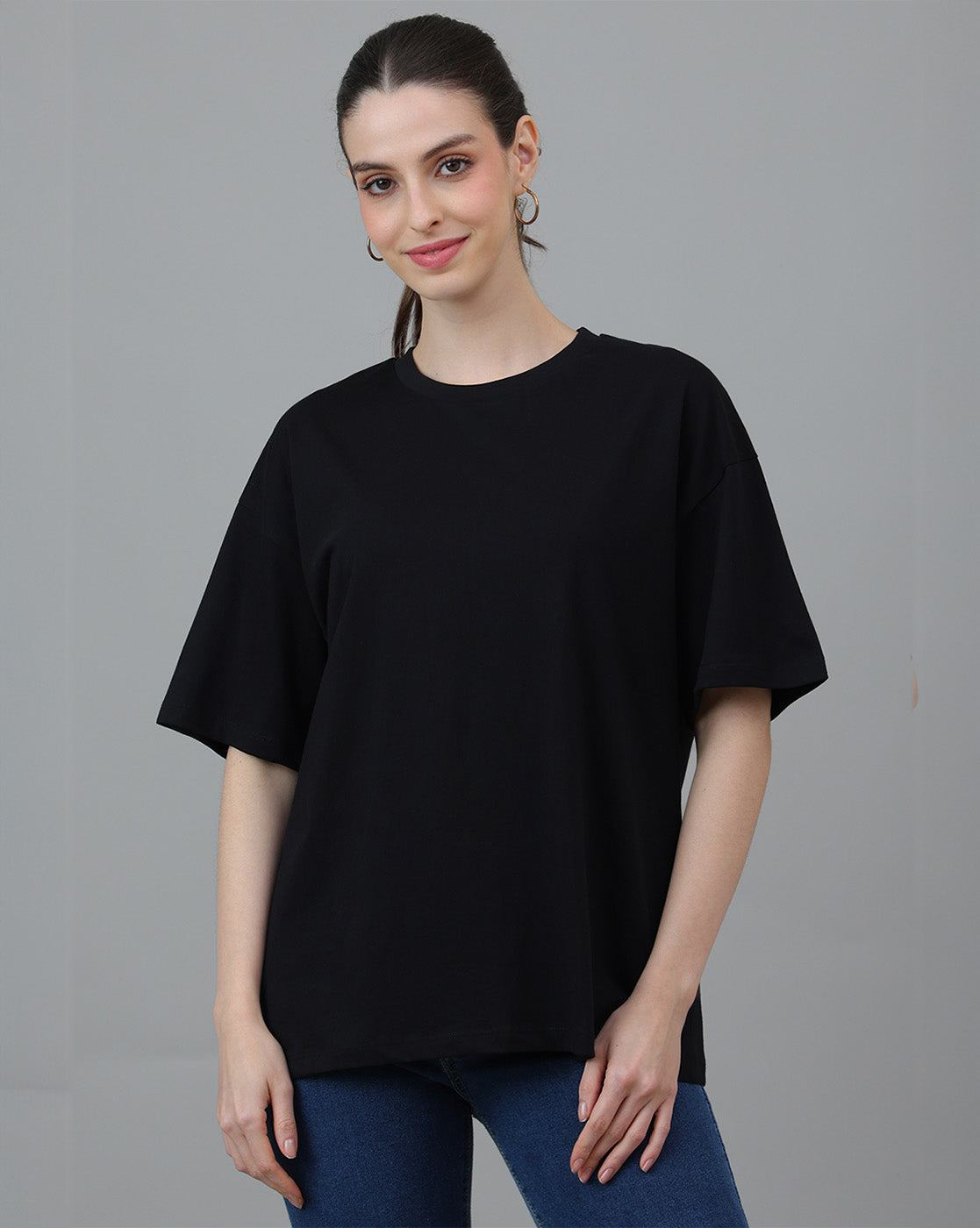 Women Oversized Black T-Shirt