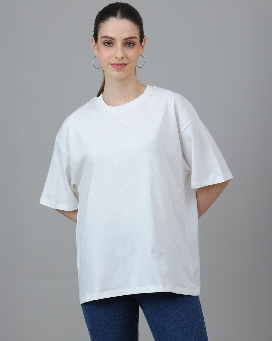 Women Oversized Off White T-Shirt