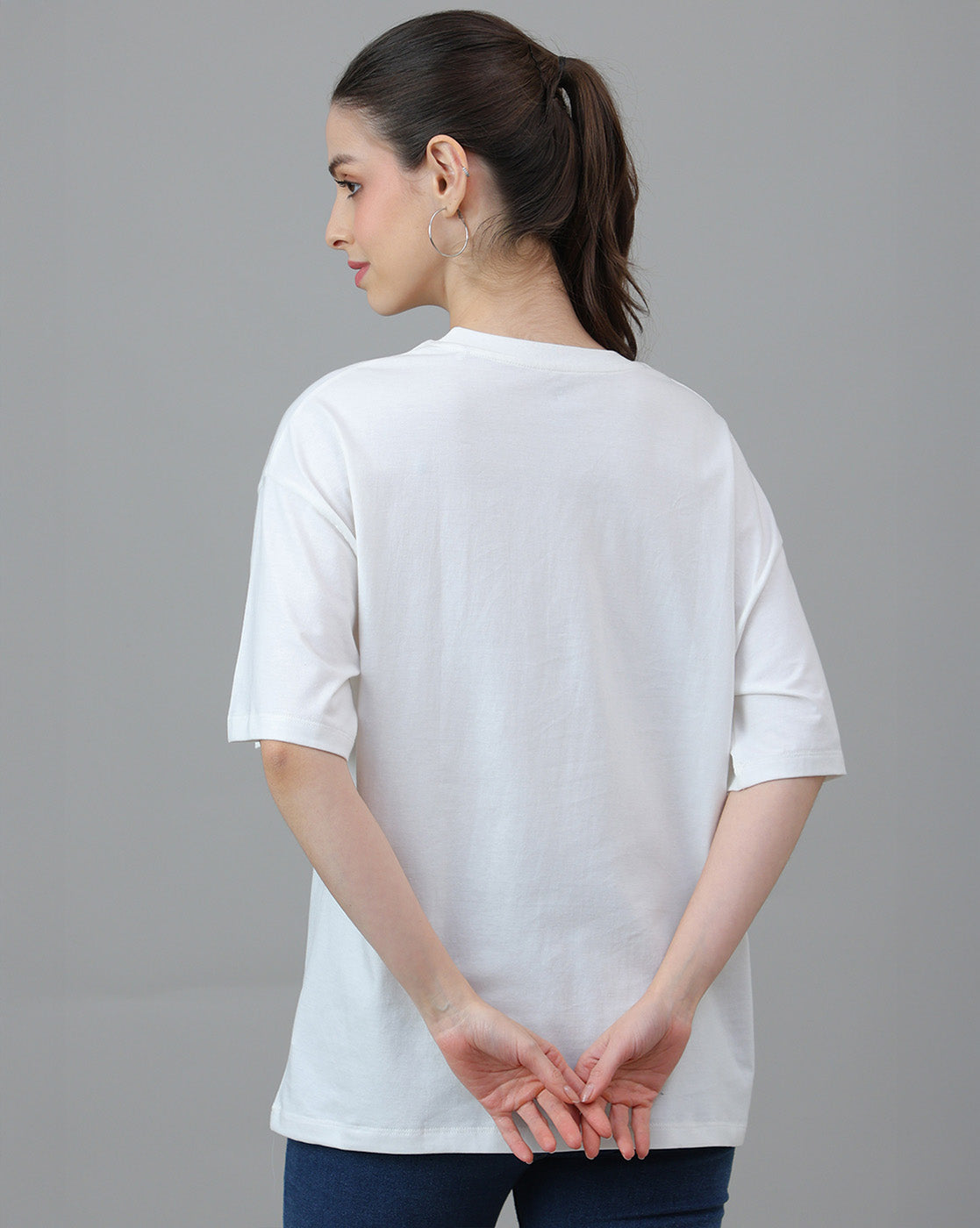 Women Oversized Off White T-Shirt