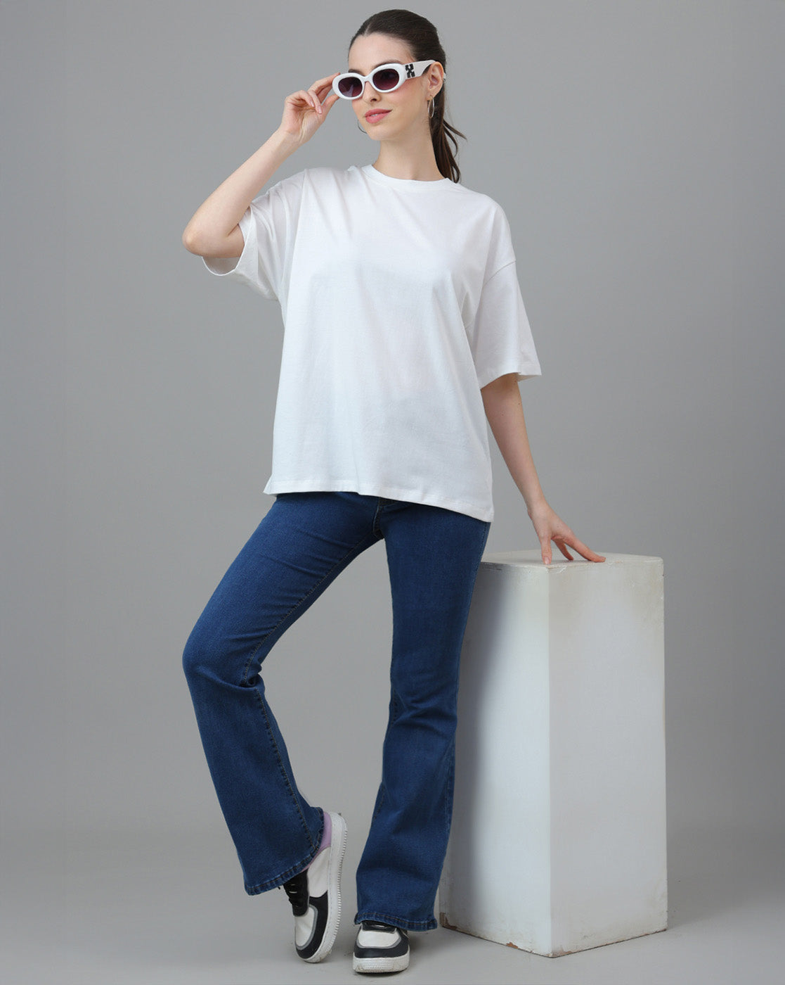 Women Oversized Off White T-Shirt