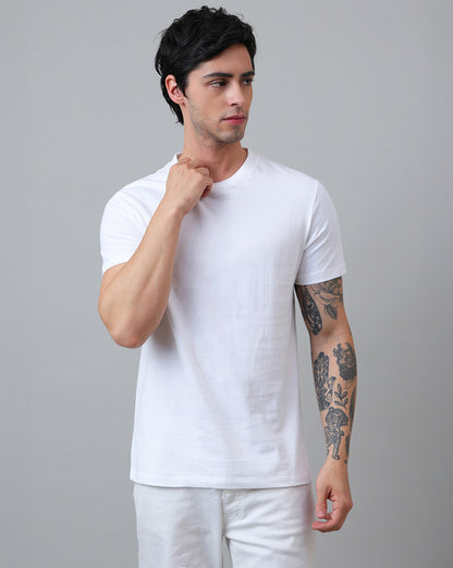 Men White Regular Fit Tshirt