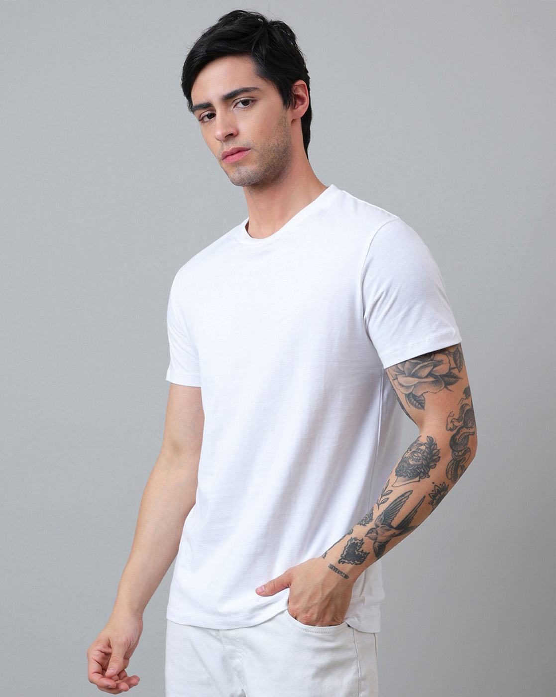 Men White Regular Fit Tshirt