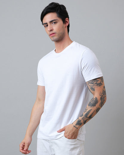 Men White Regular Fit Tshirt