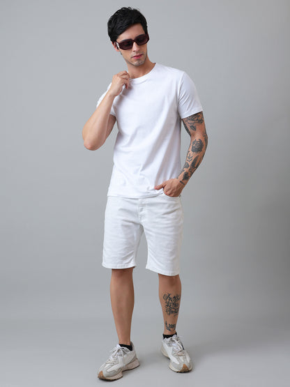 Men White Regular Fit Tshirt