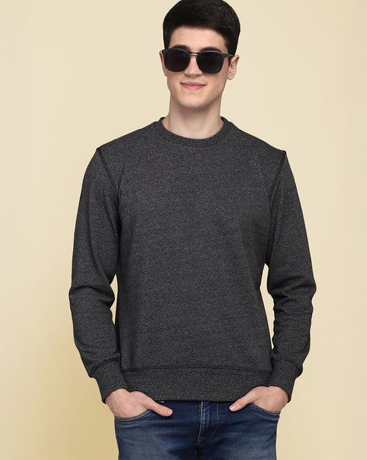 Men Black Regular Fit Sweatshirt