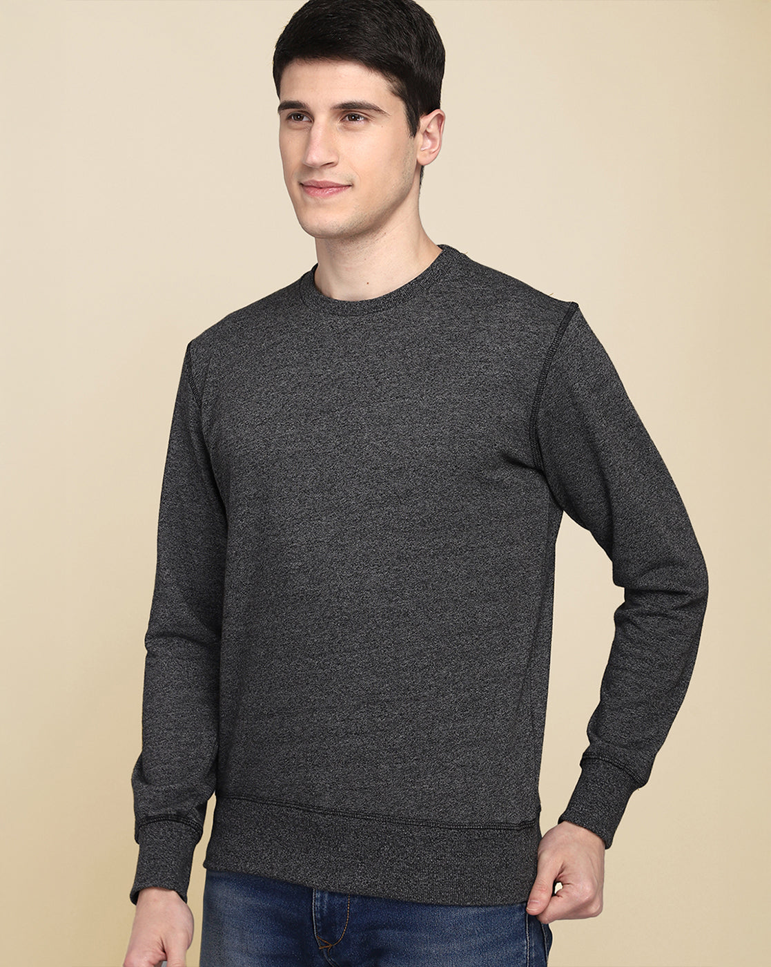Men Black Regular Fit Sweatshirt