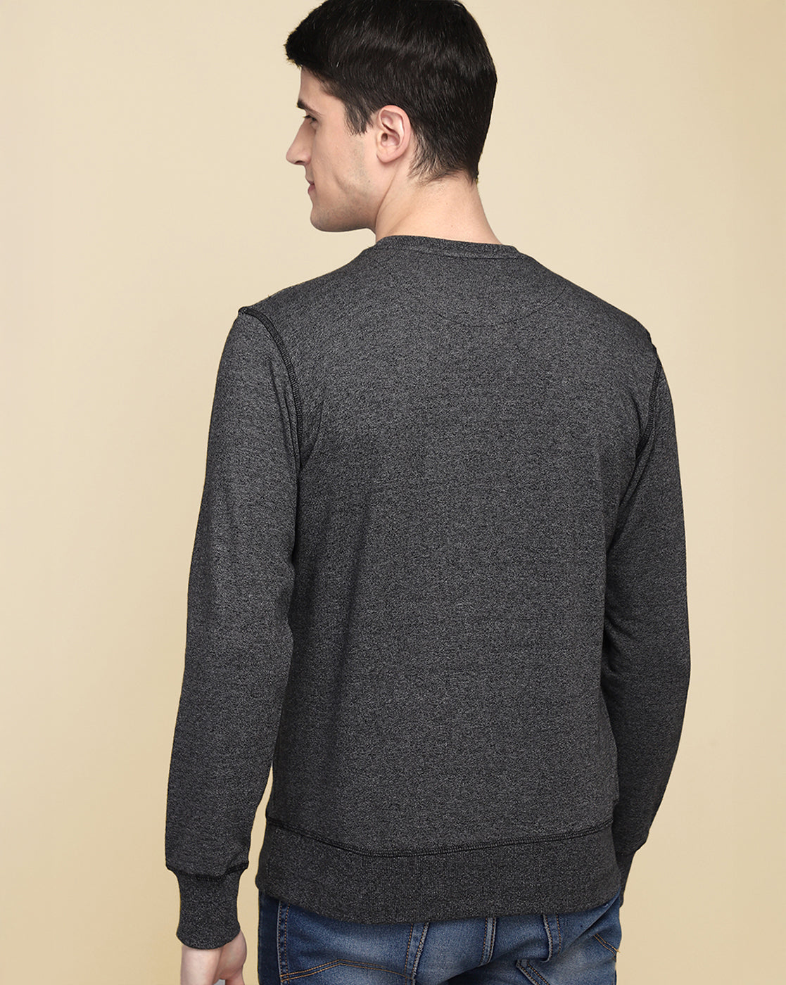 Men Black Regular Fit Sweatshirt