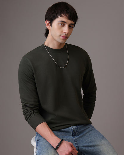 Olive Regular Fit Sweatshirt Men
