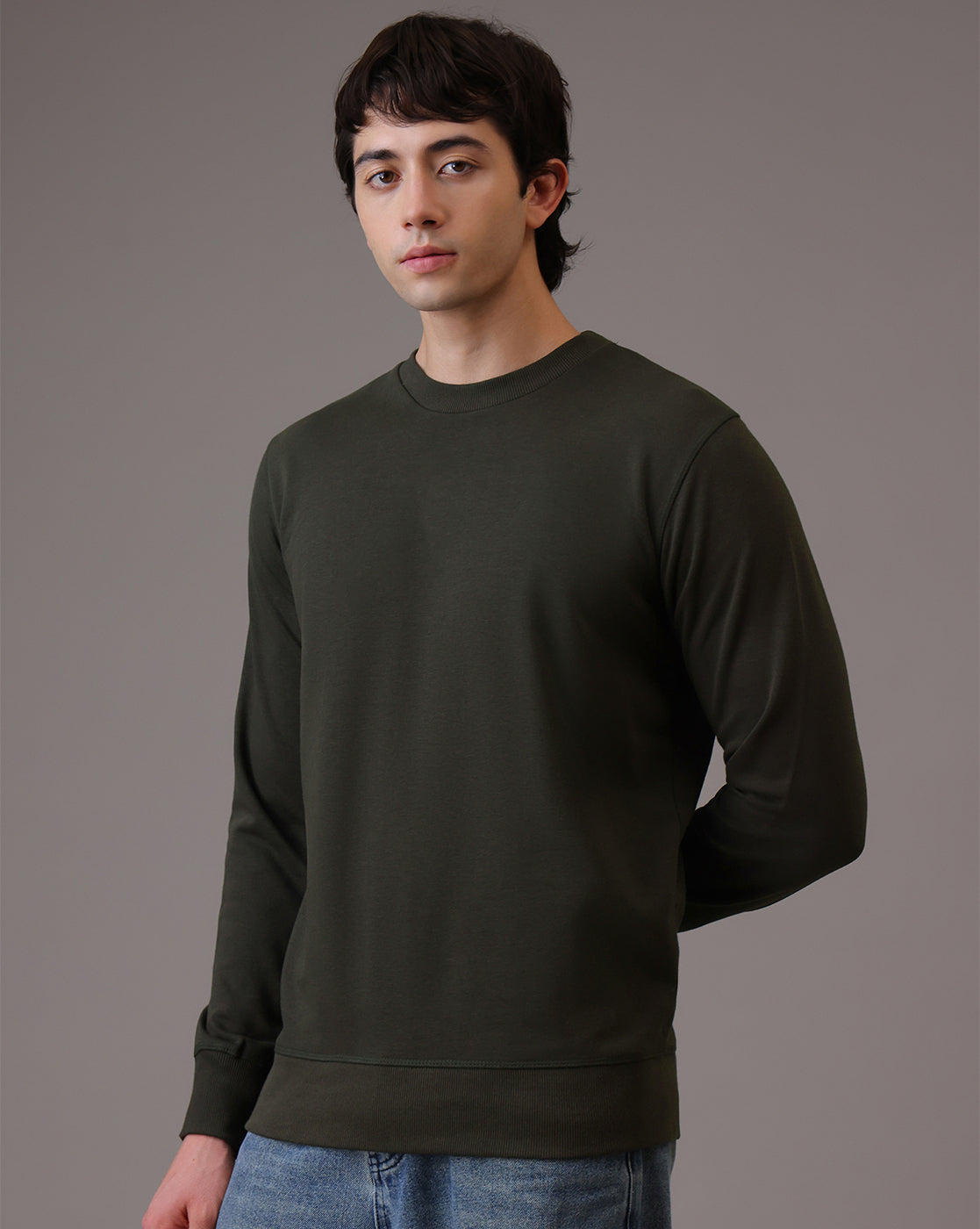Olive Regular Fit Sweatshirt Men