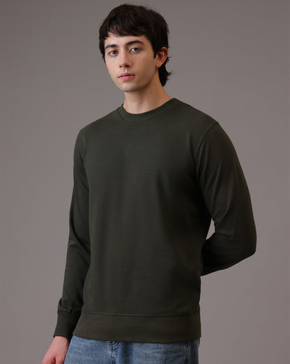 Olive Regular Fit Sweatshirt Men