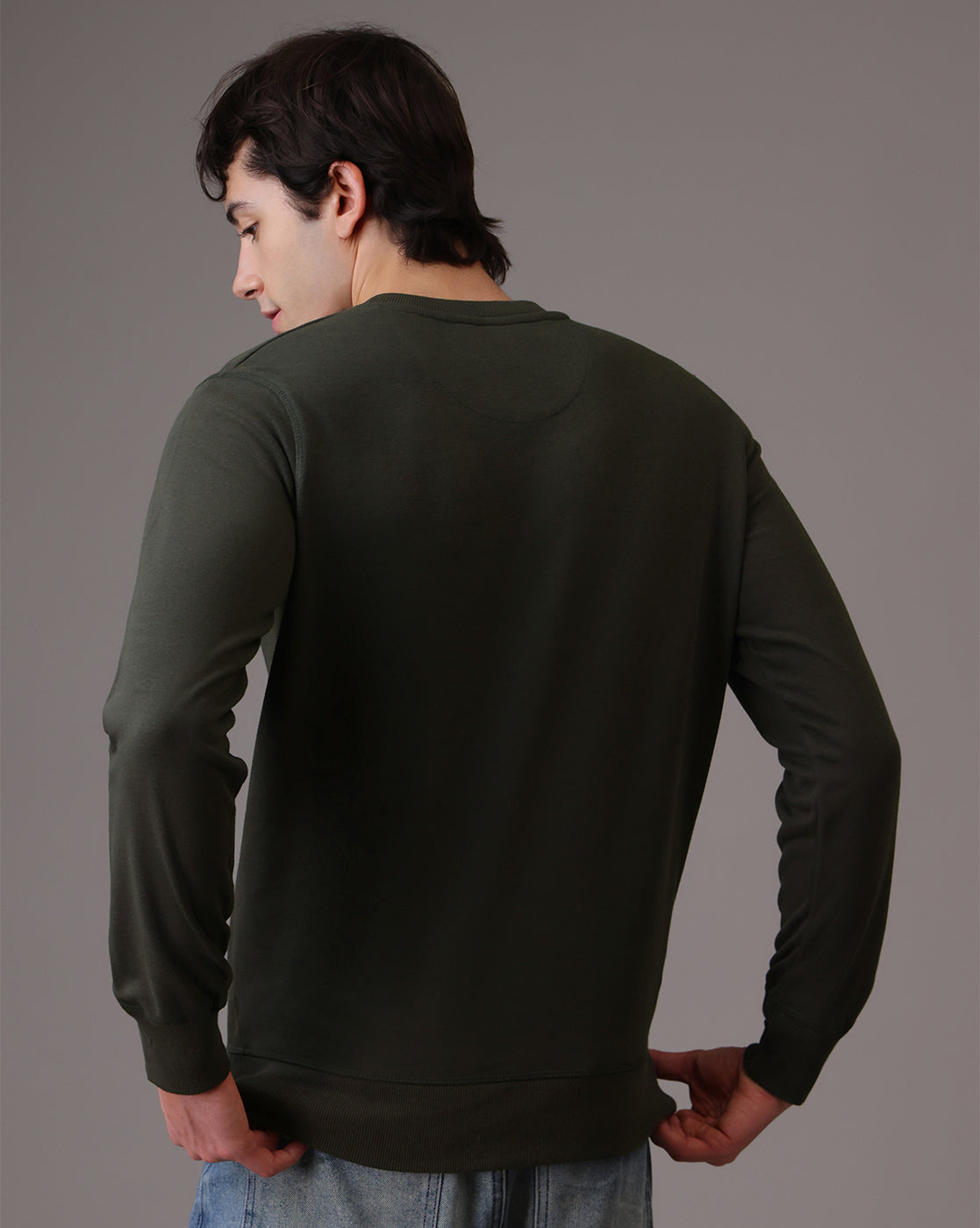 Olive Regular Fit Sweatshirt Men