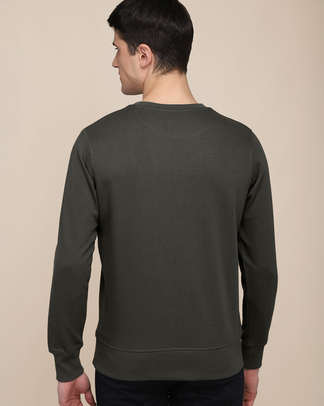 Men Olive Regular Fit Sweatshirt
