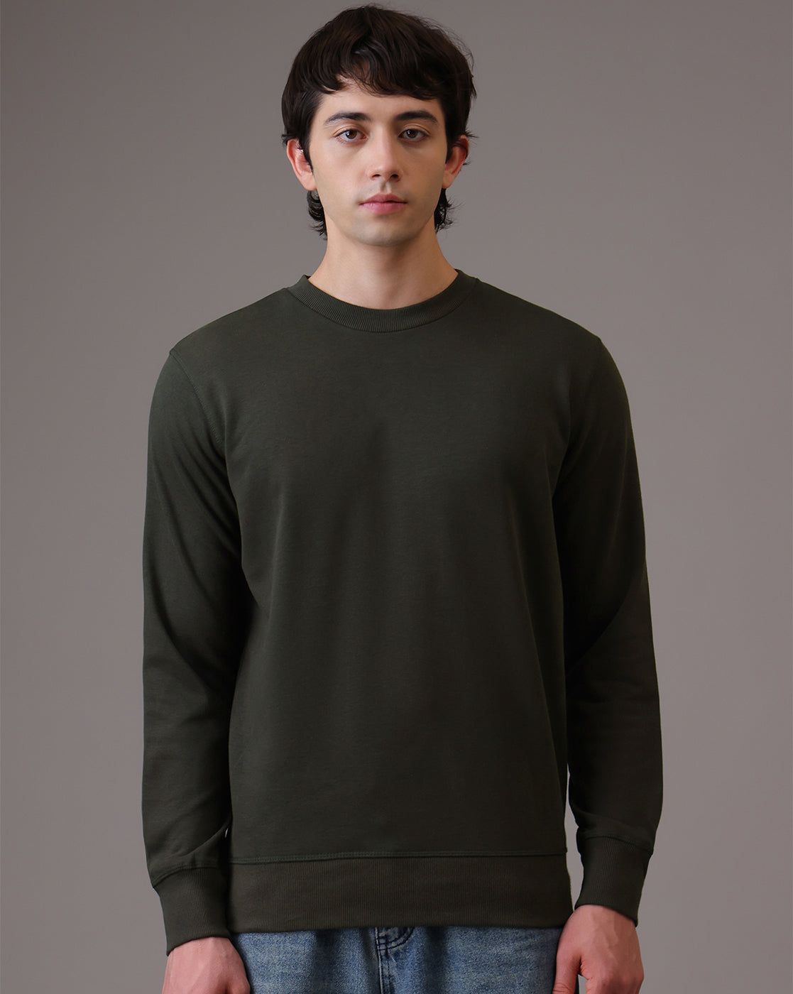 Olive Regular Fit Sweatshirt Men