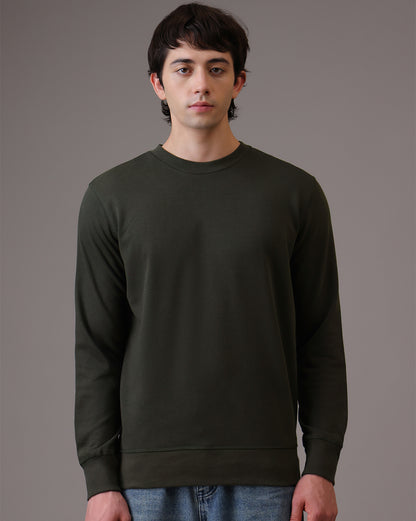 Olive Regular Fit Sweatshirt Men