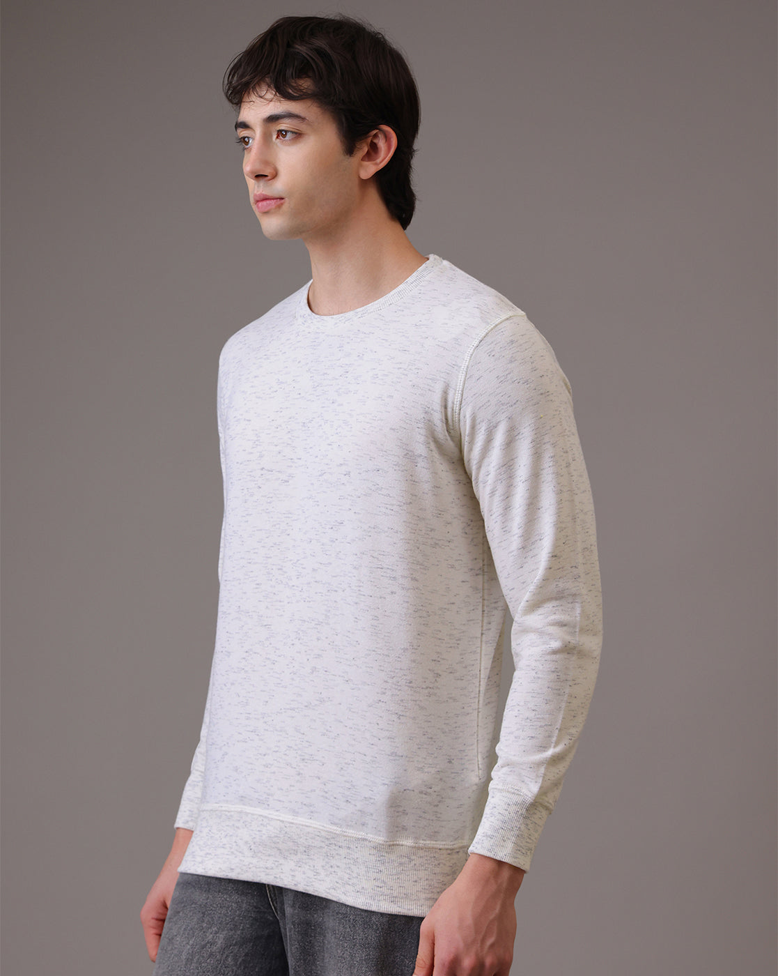 White Regular Fit Sweatshirt Men