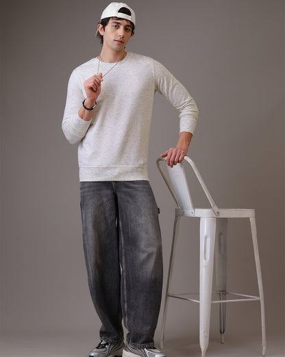 White Regular Fit Sweatshirt Men