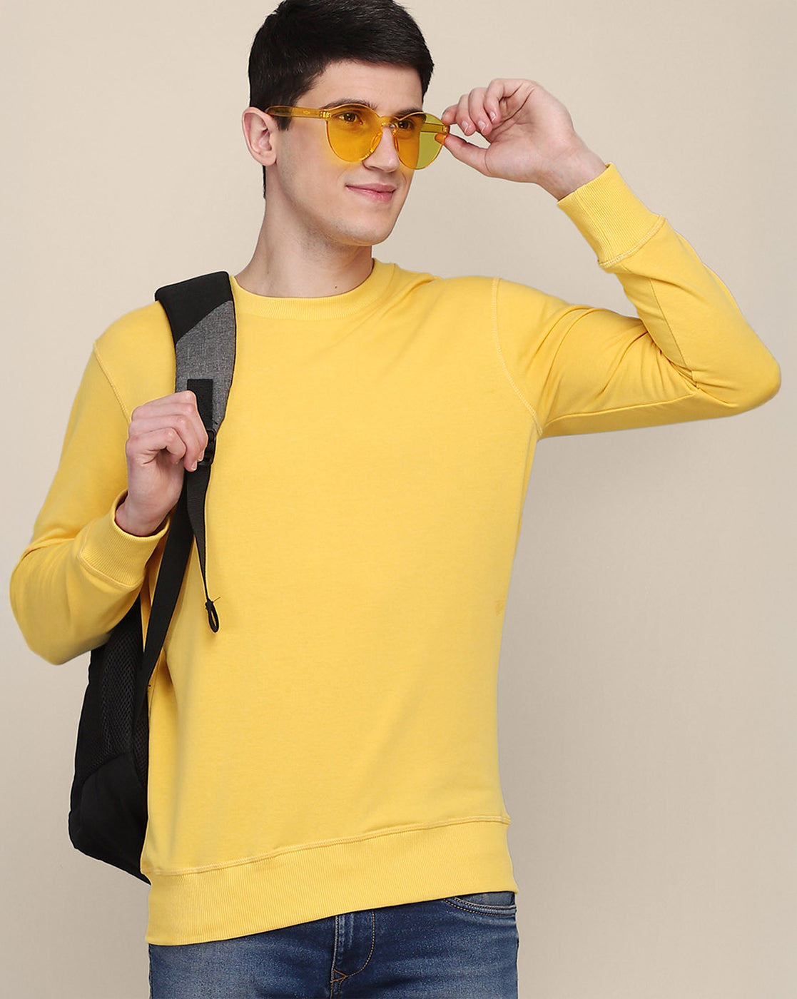 Men Yellow Regular Fit Sweatshirt